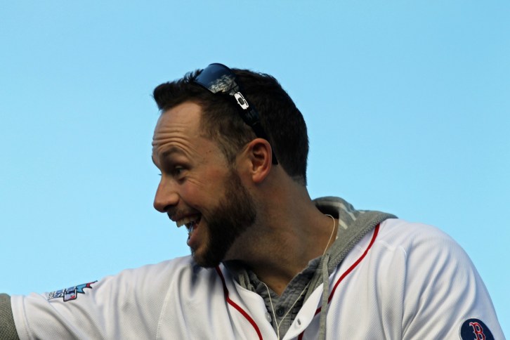 Daniel Nava at the Red Sox Rolling Celebration, November 2, 2013
