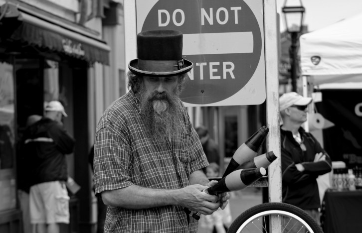 Juggler in the Square-Portrait B&amp;W